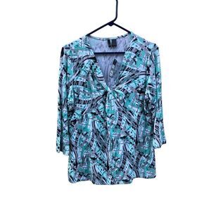 Nue Options Plus NWT 1X Women's Shirt 3/4 Sleeve Soft Fabric Twist Front